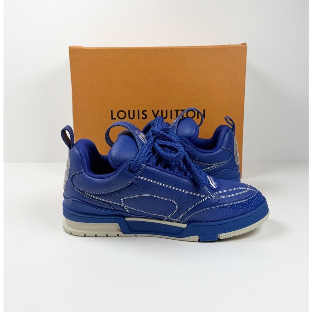 Size 9.5LV/10.5US - Louis Vuitton Skate Leather Blue Sneakers - Picture 5 of 9